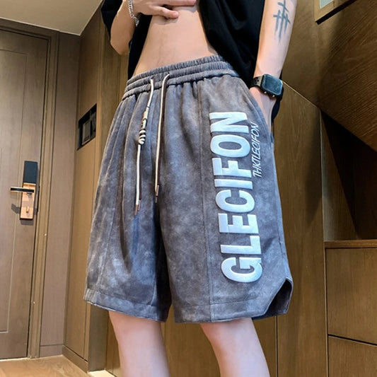 2026 Letter Foam Printed Shorts Men Loose Fit Summer Streetwear Running Sports Short Pants Men Women Hip Hop Half Wide Leg Pants