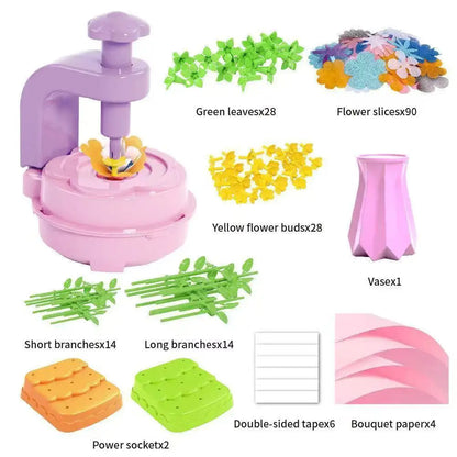 DIY Flower Bouquet Making Kit Press Machine Kids Art Craft Toy Educational Handmade Creative Gifts for Girls Birthday Play Set