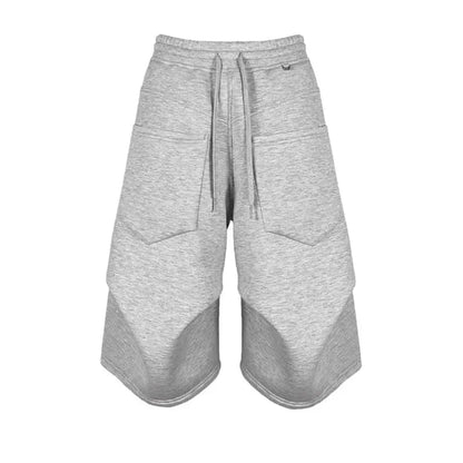Mauroicardi Spring Summer Loose Casual Soft Shorts for Men Drawstring Elastic Waist Many Pockets Wide Leg Sweatpants Clothes