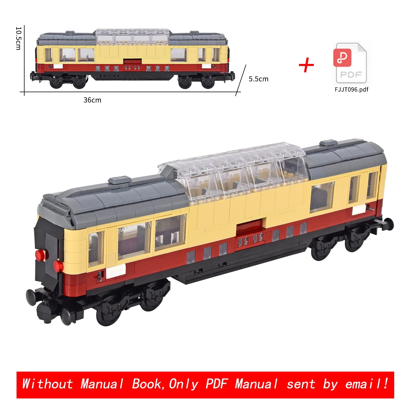 26cm Retro Double-Deck Passenger Train Car Building Blocks Model Green Gray Classic Train Display Toy for Hobbyists