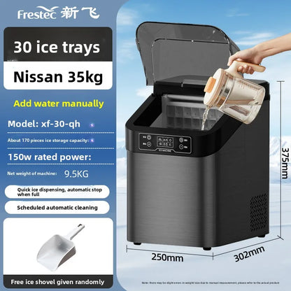 220V Newfly Portable Ice Maker Small Automatic Square Ice Cube Machine for Home Use