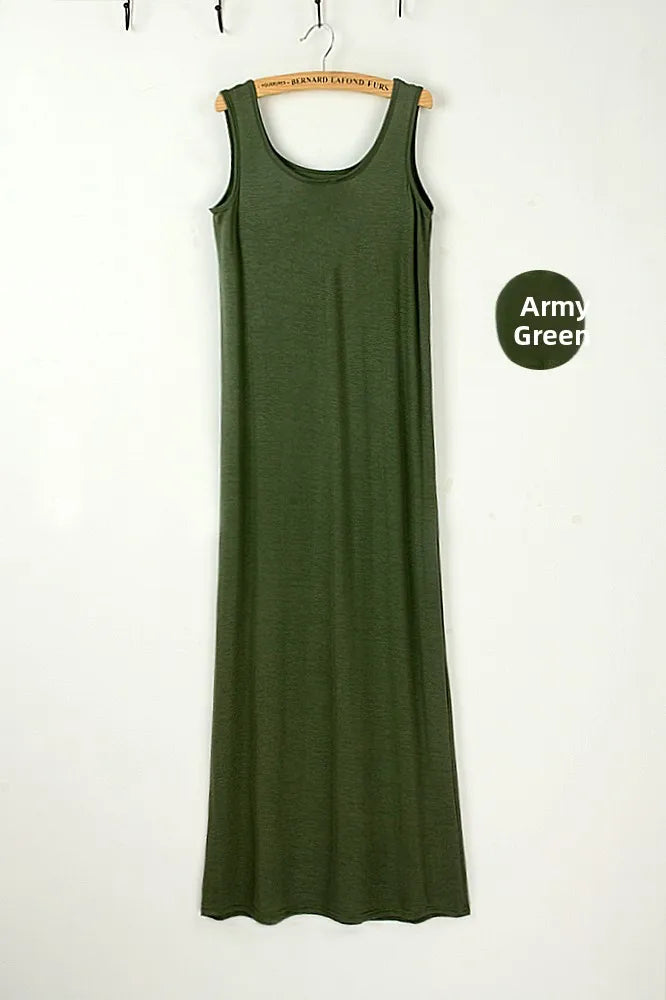 Spring Summer 2026 Women's Modal Long Sleeveless Dress Beachwear Base Layer Vest Skirt Large Size Korean Style Commute