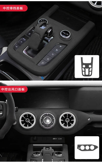 TOP Suede Car Interior Panel Trim Decoration For Great Wall WEY Tank 300 2021 2022 2023 Gear Shift Cover Modification Accessory