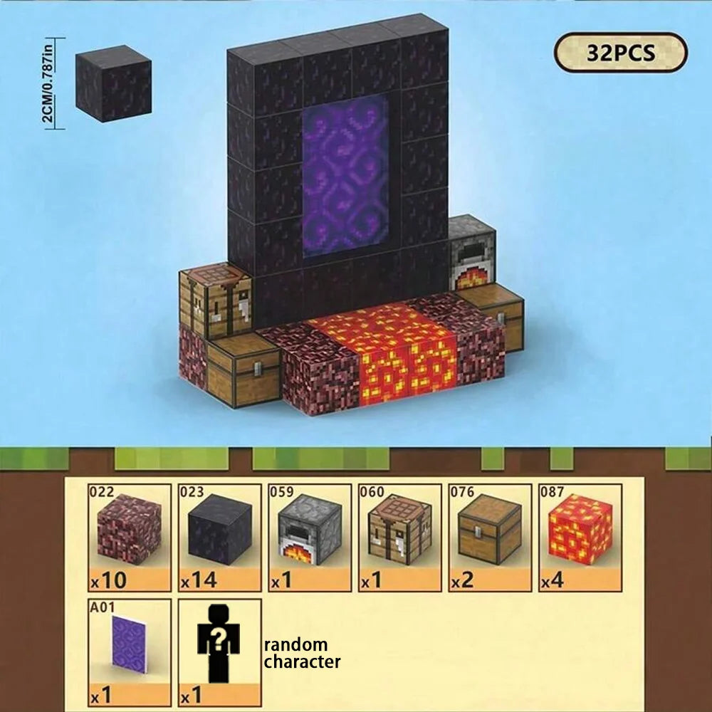 Magnetic Building Block Bricks Toy Mine Stacking World Creative Model STEM Model Suite Educational Kids Gifts for Boy Girls
