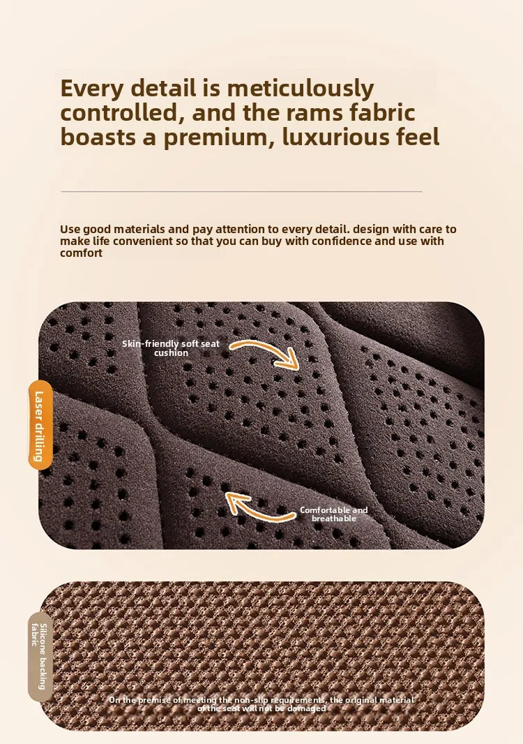 Perforated Suede Seat Cover Universal Four Seasons Cars Seats Covers Breathable Seat Non-slip Luxury Car Rams Latex Seat Cover