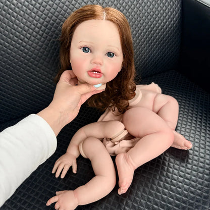 24inch Already Painted Reborn Doll Kit Popular Lottie DIY Doll Parts with Rooted Hair Handmade Reborn Kit Visible Veins