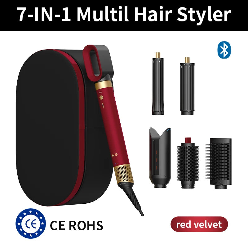 1700W 6 in 1 Hot Air Hair Styler150000RPM Auto-Curling BarrelStraightening BrushNegative Ion Fast Dry Nozzle Hair Dryer 110V/220