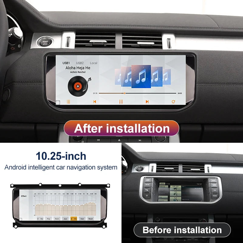 STWEI 10.25inch HD 8 Core Android13 Wireless Carplay Auto For Range Rover Evoque L538 Car Multimedia  Digital AirCon AC Panel