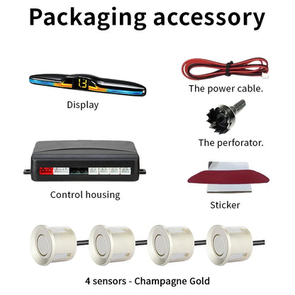 Source Factory 4-Probe Parking Sensor System 22mm 12V Voice Prompt Waterproof Reversing Radar Car Parking Assistance Kit