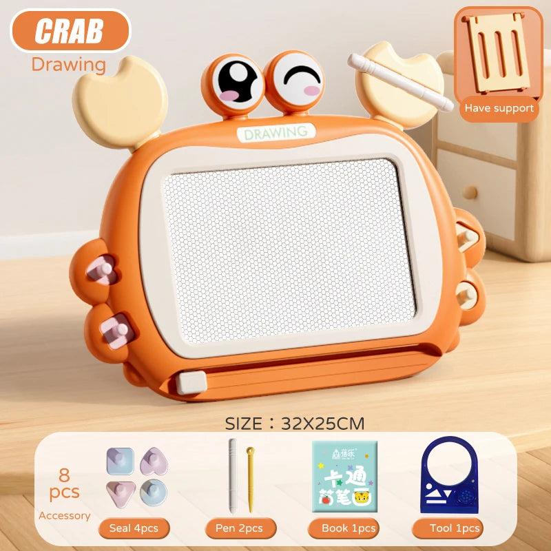Children Magnetic Drawing Board Kid 4 Color Drawing Pen Seal Painting Tablet Early Education Development Toy For 3 Girl Years