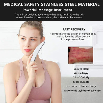 5 in 1 Stainless Gua Sha Muscle Scraper Tools Set Physical Therapy, IASTM Tools,Guasha Tools for Tissue Massage with Storage Bag