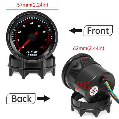52mm Smoke Lens Auto Tachometer White LED 0-8000 RPM Meter Car Boost Gauge Bar Psi Vacuum Water Temp Oil Pressure Gauge