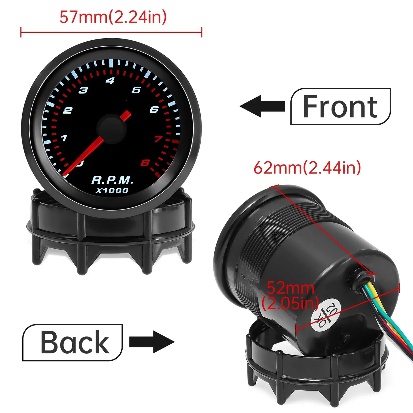 2" Turbo Boost Gauge 52mm Smoke Lens with Sensor Boost Gauge Bar Psi/Vacuum/Water Temp/Oil Pressure/Voltmeter/Tachometer RPM