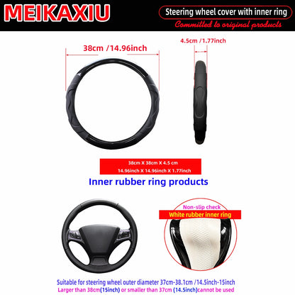 1 crystal carbon fiber three-dimensional lamb skin breathable skin car with inner ring steering wheel cover for women