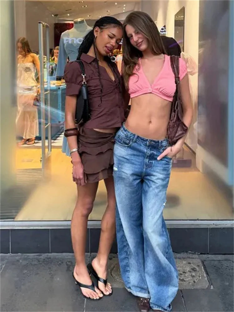 Tossy Summer Casual V-Neck For Women Tops Vest Sexy Short Sleeve  Holiday Beach Cropped Y2k Top Female Patchwork Tank Top 2026