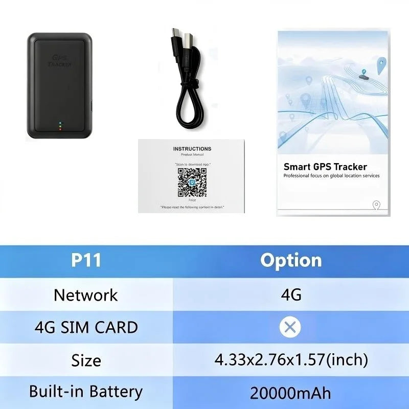 4G GPS Tracker Car 10000/20000mAh Vehicle GPS Locator Real-time GPS Tracking Device Long Standby Anti-theft Alarm Position APP