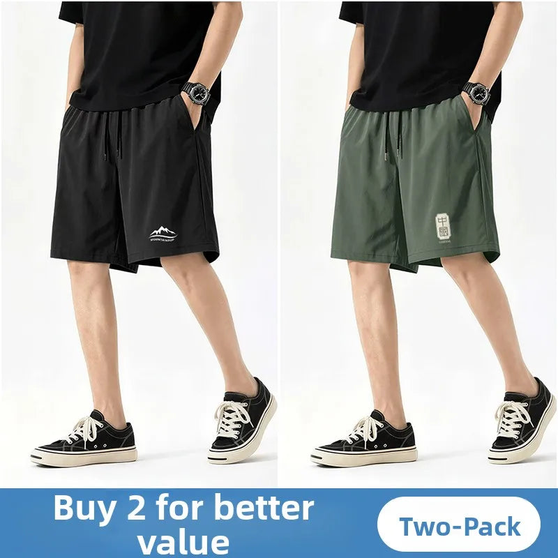 Jeanswest Life Men's Ice Silk Shorts Summer Loose Large Size Quick Dry Five-Quarter Length Casual Sporty Trousers