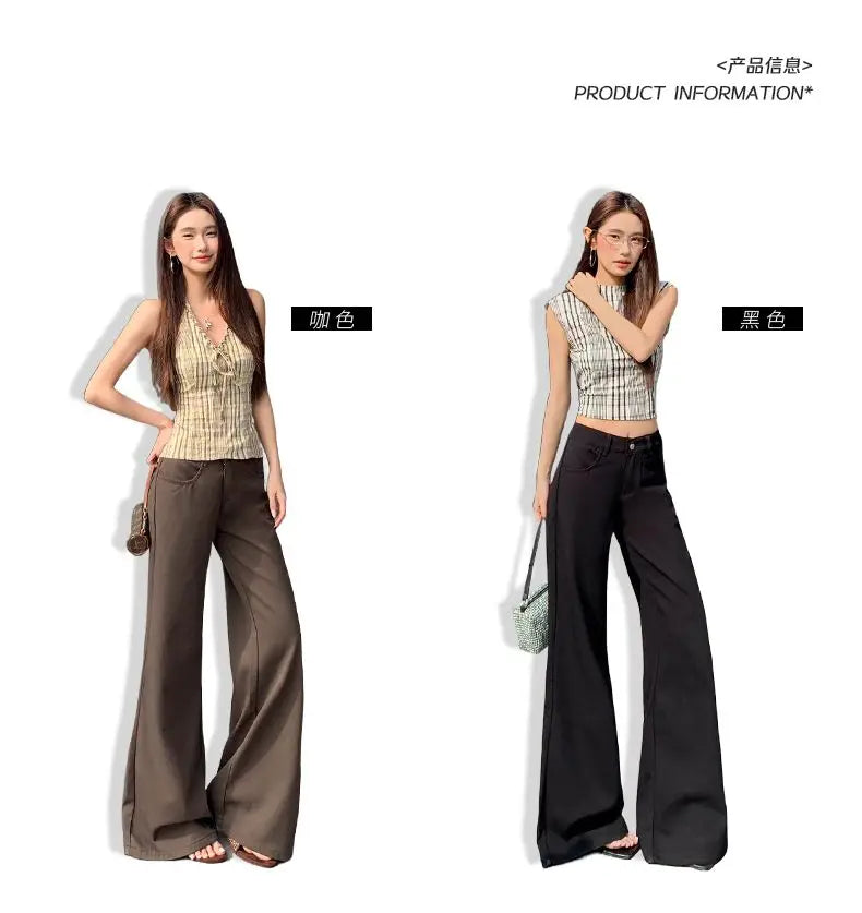 Spring 2026 Anti-wrinkle Flared Black Slimming Casual Pants New Thin Low-waisted Loose Flared Pants