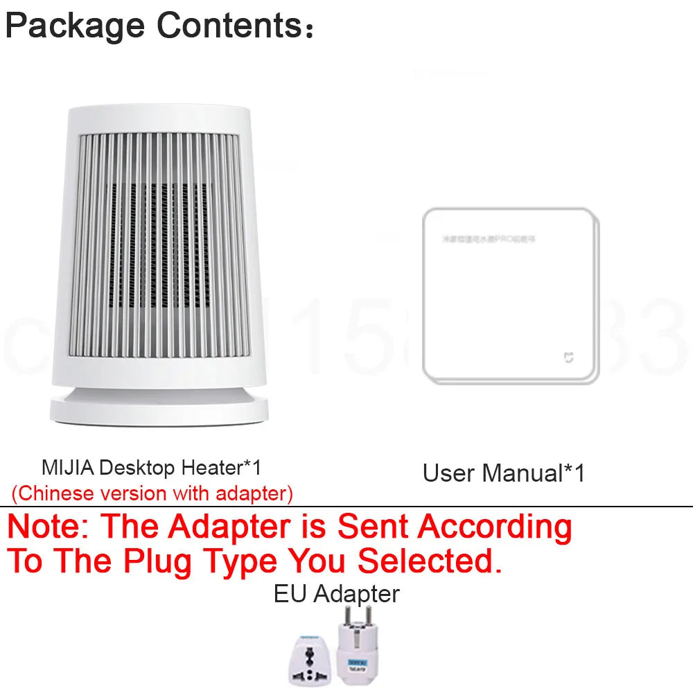 MIJIA Desktop Fan Heater,45° Oscillating,PTC Ceramic Indoor Electric Heaters,Compact Lightweight,CN Version With Adapter