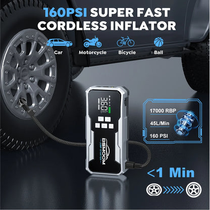 BSMOOM 7000A Car Jump Starter Power Bank Portable 150PSI Air Pump Car Battery Emergency Boosters Starting Device Car Starter