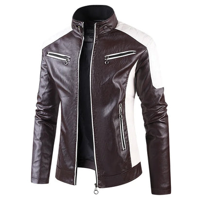 Trendy Men Slim Motorcycle Leather Jackets Casual PU Leather Coats Quality Male Stand Collar Leather Jaquetas Jackets And Coats