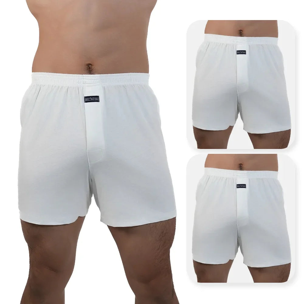 3pcs Mens High Waist Boxers Briefs 100% Cotton Plus Size Sleepwear Elastic Waistband Lounge ARO Pants Home Wear Comfort 50-140kg