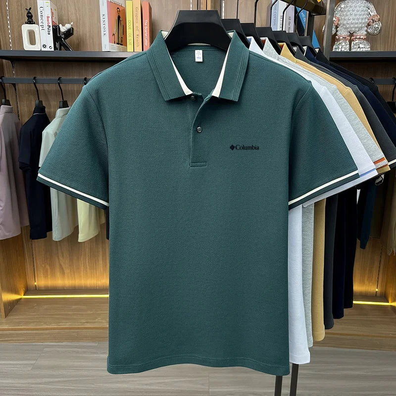 100% Pure Cotton Summer Exquisite Letter Embroidery Fashionable Polo Shirt Short Sleeve Men's Best-Selling Brand Comfortable Top