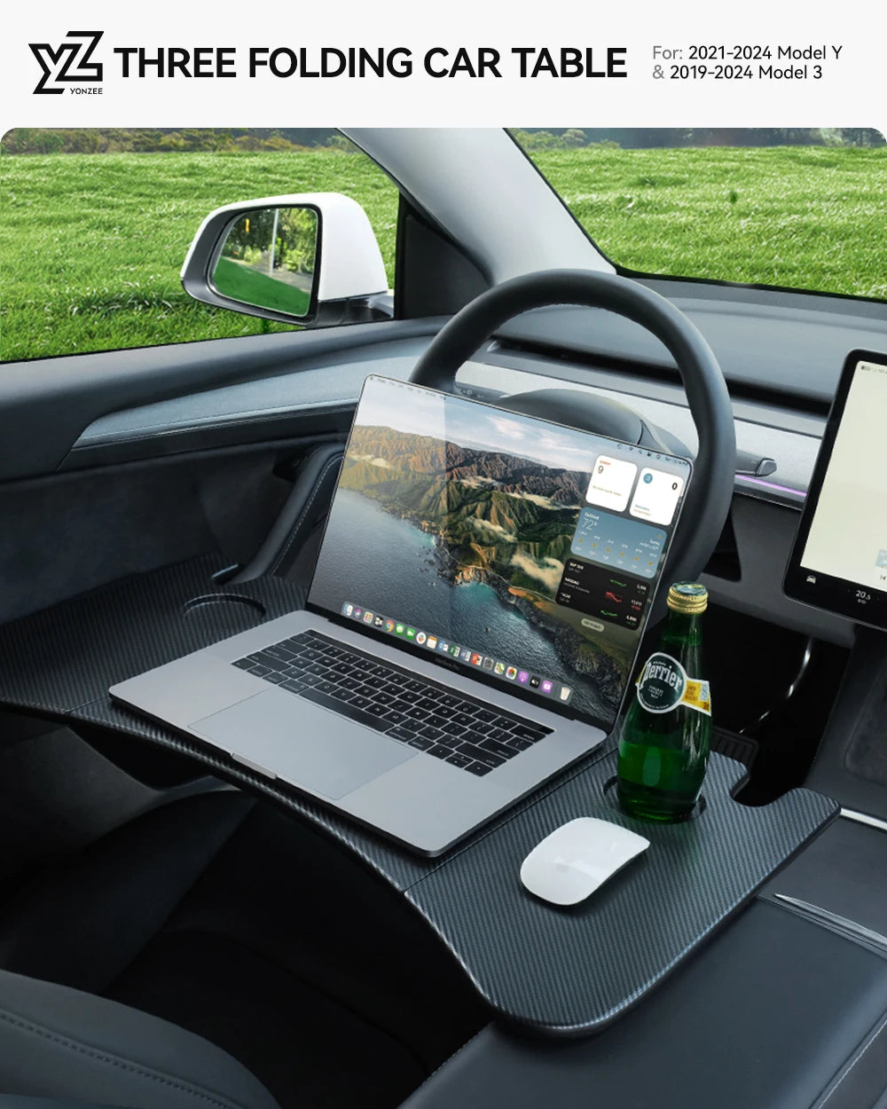 YZ Table Desk For Tesla Model 3 Y X S Highland Juniper 2021-2025 Car Steering Wheel Laptop Tray Food Desk Portable Office Table