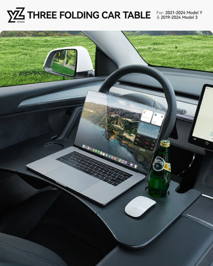 YZ Table Desk For Tesla Model 3 Y X S Highland Juniper 2021-2025 Car Steering Wheel Laptop Tray Food Desk Portable Office Table