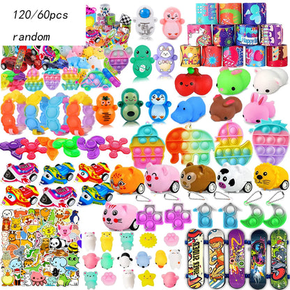 120/60PCS Party Favors for Kid Pop Fidget Toys, Treasure Box for Classroom, Pinata Filler, Goodie Bag Stuffers