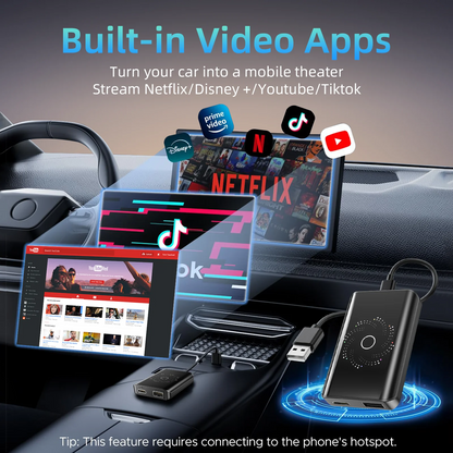 Carplay AI Box Android 13 Wireless Android Auto Smart TV Box For Youtube Netflix Toyota Mazda Hyundai Haval GMC Ford MG VW Kia
