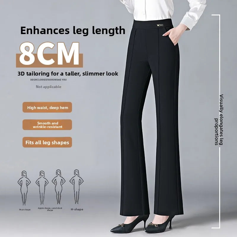 High Waist Fce Lined Thi Wide Leg Pants Casual Straight Cut Long Trousers Autumn Winter New Sle Faion Ladies Pants