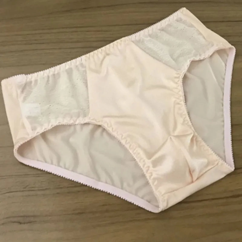 Men's Silk Briefs Sexy Seamless Breathable Bulge Underpants Solid Color Comfortable Male Underwear
