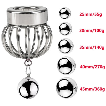 Metal Penis Ring Ball Stretcher Scrotum Lock Stainless Steel Penis Cock Ring Heavy Pendant Weight Bondage Sex Toy