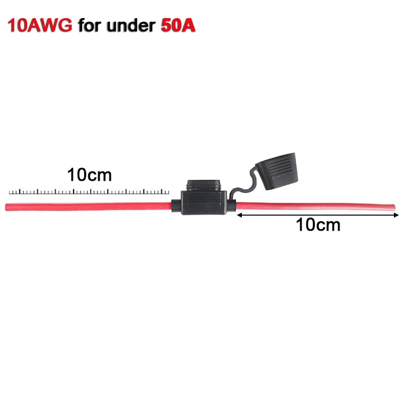 5pcs10A 20A 30A 50A fuse Power Socket Waterproof Mini Small Medium Auto Fuse Holder 16/14/12/10AWG Car Blade Fuse wire cable