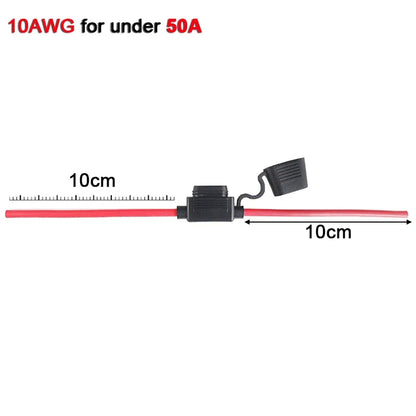 5pcs10A 20A 30A 50A fuse Power Socket Waterproof Mini Small Medium Auto Fuse Holder 16/14/12/10AWG Car Blade Fuse wire cable