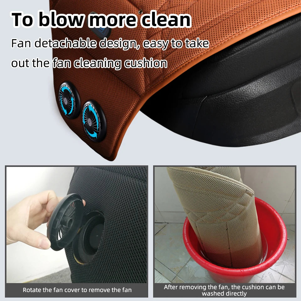 Car Summer Cool Air Seat Cushion Optional Heating or Cooling Function With 1Fan or 2Fan Fast Blowing Ventilation Car Seat Cover