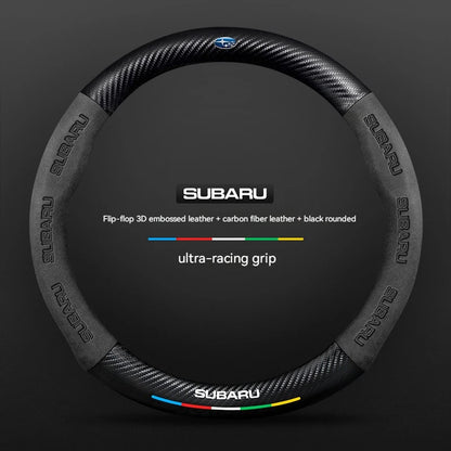 For Subaru STI Brz Wrx Xv Ascent Forester Outback Impreza Legacy Car Suede Carbon fiber Anti-slip Ventilate Steering Wheel Cover