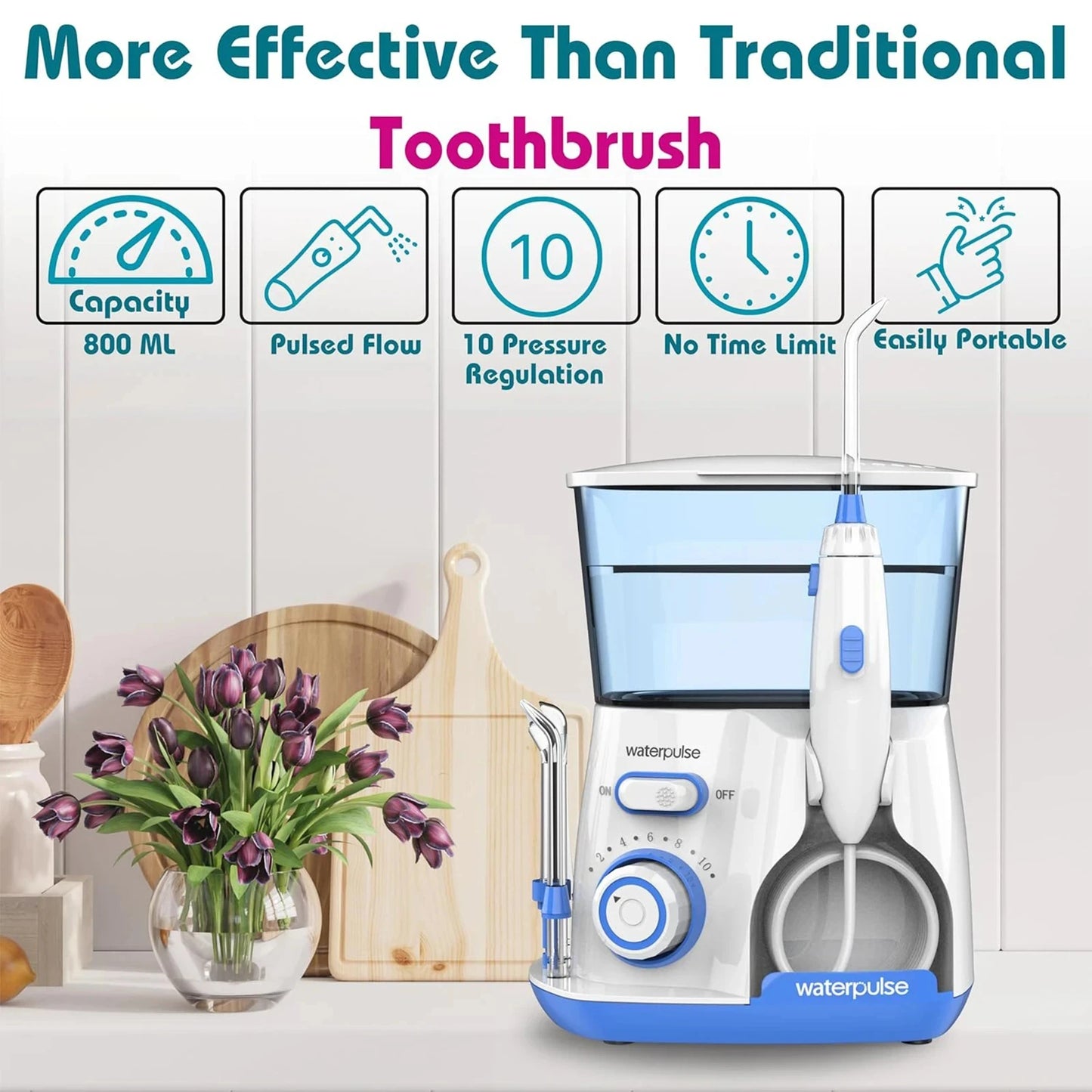 Oral Irrigator Dental Water Flosser for Teeth High Pressure Electric Dental Irrigator Water Flosser Mouth Washing Machine 800ML