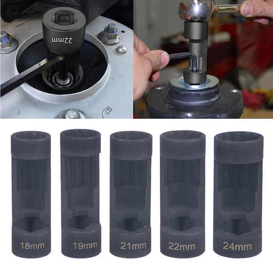 5Pcs 12 Point Suspension Strut Socket Chrome Vanadium Steel Strut Nut Socket Set 1/2in Drive 18‑24mm for Car Repair Tool