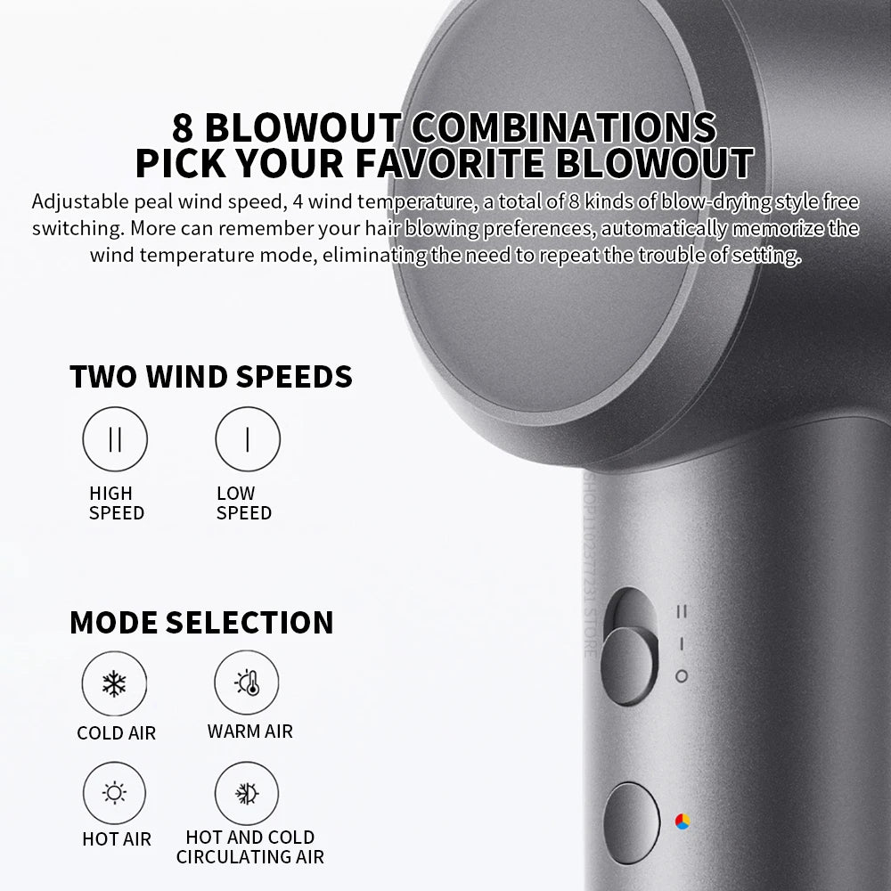 Mijia High Speed Hair Drier H501 220V 2min Rapid Dry Hair 3-color Low Noise Smart Temperature Control Anion Hot/cold air