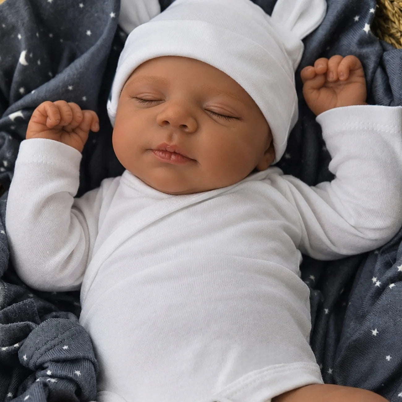 BZDOLL 45 CM Asleep Reborn Black Brown Skin Baby Doll Toy Lifelike Vinyl Limbs Cloth Body 18 inch Doll Handmade Birthday Gift