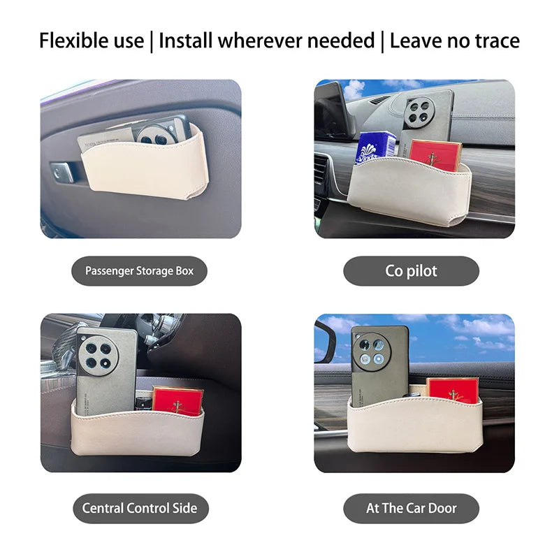 Auto Eyeglasses Organizer Box Adhesive Multifunctional pu leather car instrument panel installation for  Keys, Phones, Earphones