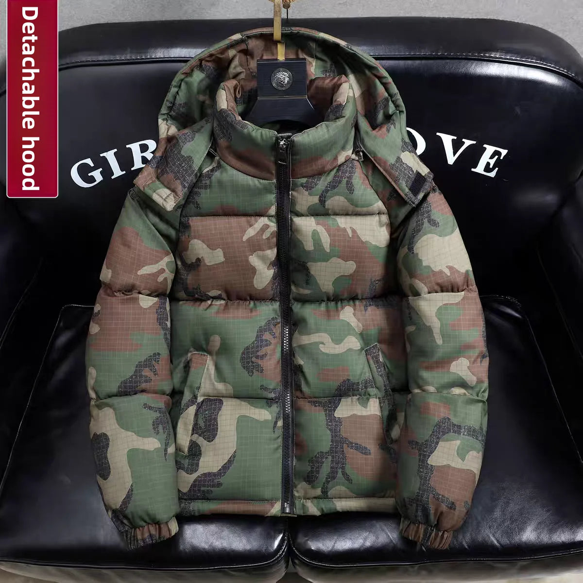 Men's Winter Camouflage Thickened Warm Detachable Hood Cotton Jacket Outdoor Fashion Cold Resistance Dirt Resistant Workwear