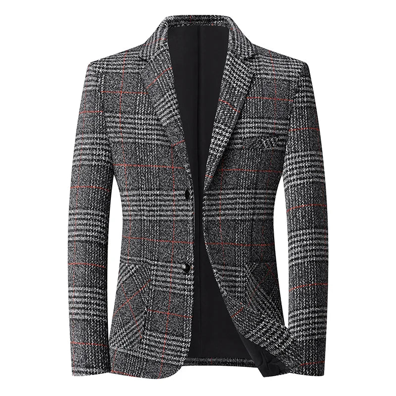 Blazer  New Stylish and Slimming Middle-aged Business Casual Checkered Wedding Banquet Host Men Outdoor Performance Blazer 2026