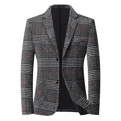 Blazer  New Stylish and Slimming Middle-aged Business Casual Checkered Wedding Banquet Host Men Outdoor Performance Blazer 2026