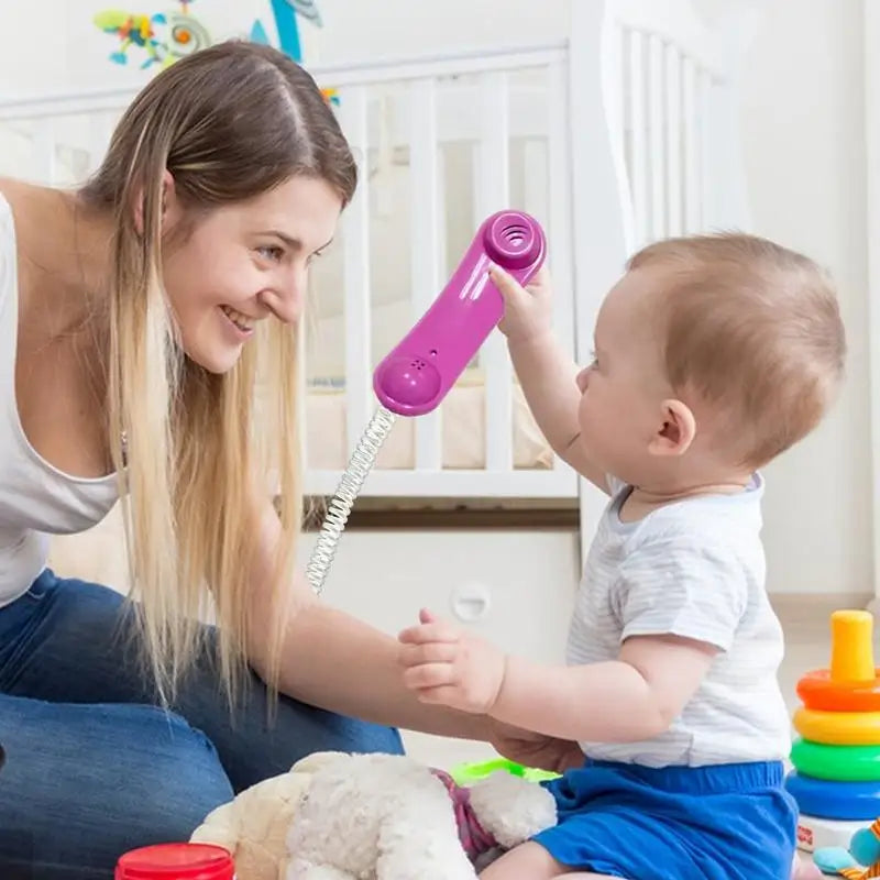 Kids Toy Phone Fun Learning Toy Kids Play Phone Intercom Realistic Cell Phone Design With 23Ft Phone Line Birthday Christmas Toy