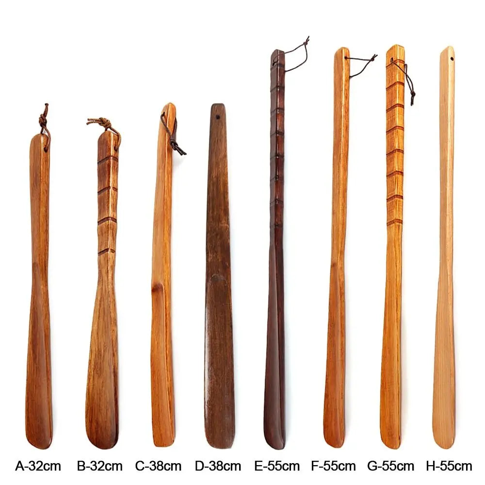 Wooden Shoe Horn Easy On Off Long Handle Hanging Loop Without Bending Over Shoe Horn For Seniors Pregnant Women