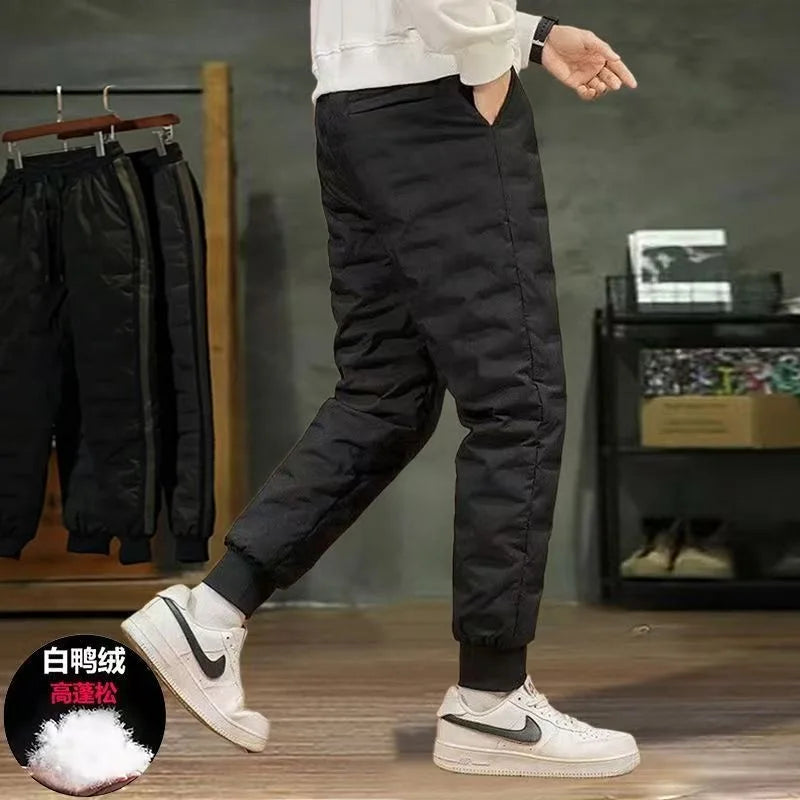 New Autumn and Winter Fashion Trend Thickened Warm Waterproof Down Pants For Men's Casual Loose Sports Plus Size Pants M-5XL