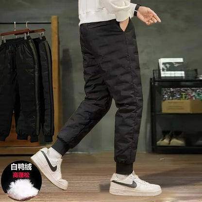 New Autumn and Winter Fashion Trend Thickened Warm Waterproof Down Pants For Men's Casual Loose Sports Plus Size Pants M-5XL